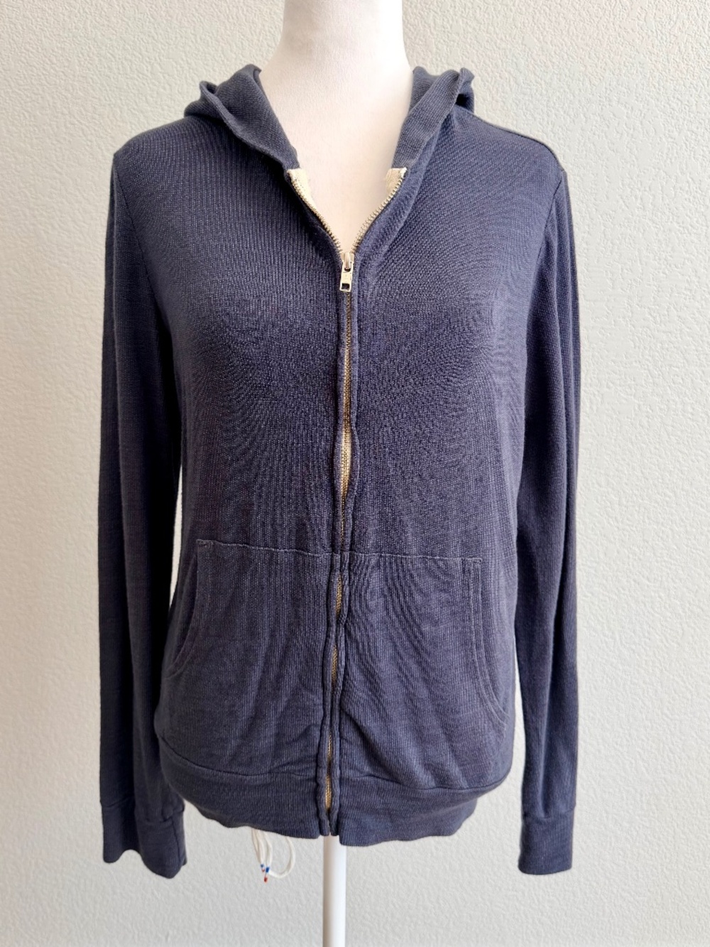 Monrow Supersoft Full Zip Hoodie Dark Navy Blue Small Made in USA
